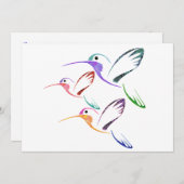 パッチワークのハチドリのトリオ 招待状 (正面/裏面)