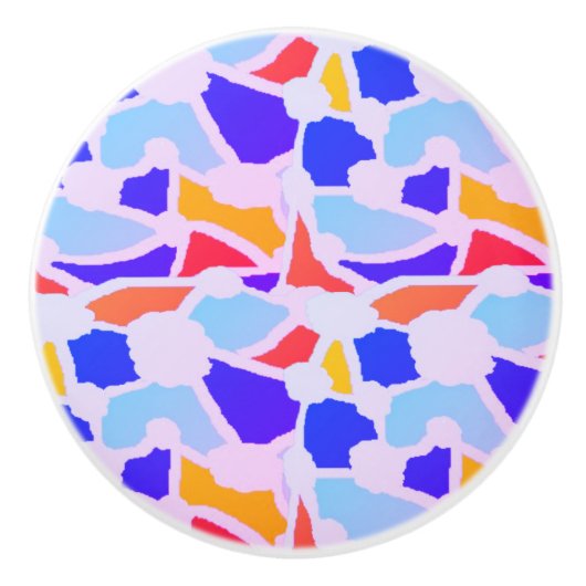 パッチワークのパターンの混色 セラミックノブ (正面)