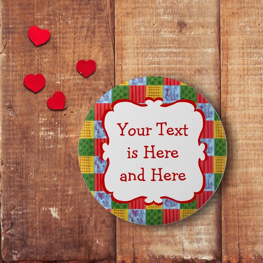 パッチワークのパタ絵を描ーン 缶バッジ