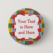 パッチワークのパタ絵を描ーン 缶バッジ (正面)