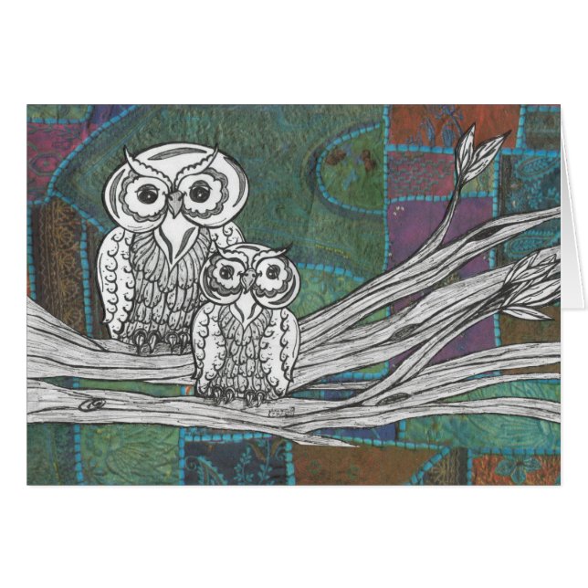 パッチワークのフクロウ (正面横)