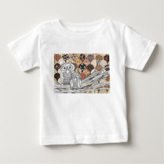 パッチワークのフクロウ2 ベビーTシャツ