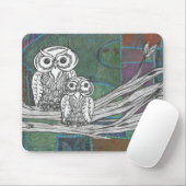 パッチワークのフクロウ マウスパッド (マウス)