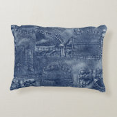 パッチワークのポケットパターンのデニム材料。 アクセントクッション (裏面)