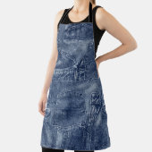 パッチワークのポケットパターンのデニム材料。 エプロン (インサイチュ)