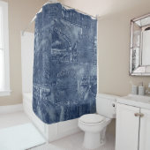 パッチワークのポケットパターンのデニム材料。 シャワーカーテン (インサイチュ)