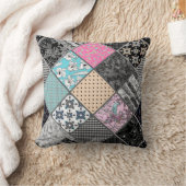 パッチワークのレトロヴィンテージ色パッチワークキルティング クッション (ブランケット)