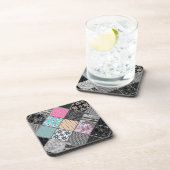 パッチワークのレトロヴィンテージ色パッチワークキルティング コースター (右側)