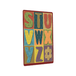 パッチワークの背景（アルファベットパターン） メタルプリント