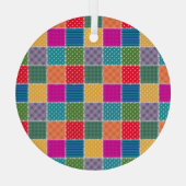 パッチワークの背景：多様なパターンミックス ガラスオーナメント (裏面)