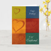 パッチワークの色とハートの息子の誕生日カード カード (黄色い花)