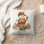 パッチワークの雪だるまクリスマス クッション (ブランケット)