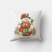 パッチワークの雪だるまクリスマス クッション (裏面)