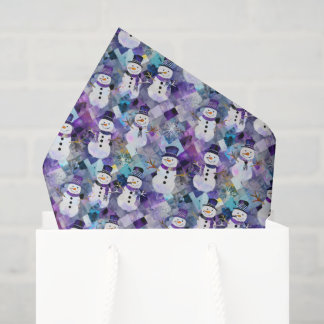 パッチワークの雪だるま パープル オリジナルグッズ 薄葉紙