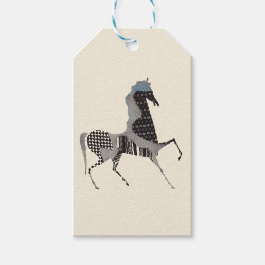 パッチワークの馬のプリント ギフトタグ (正面)