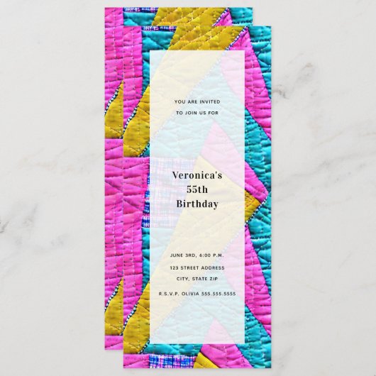 パッチワークインスパイアキルト汎用すべての目的パーティー 招待状 (正面/裏面)