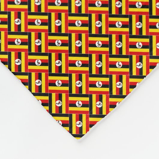 パッチワークウガンダ国旗のパターン フリースブランケット (角)