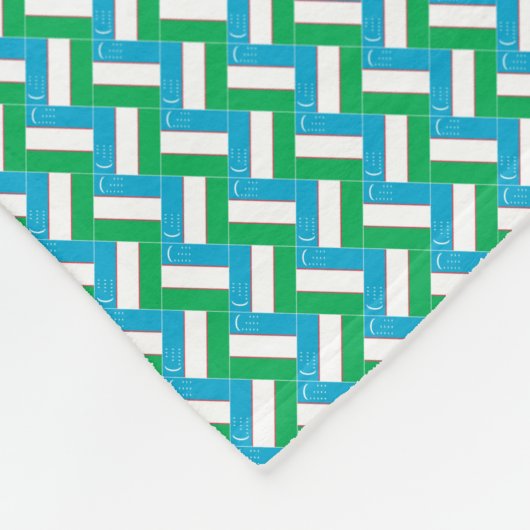 パッチワークウズベキスタン国旗のパターン フリースブランケット (角)