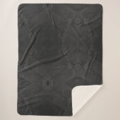 パッチワークエレガントパターンダークグレーブラックレザー シェルパブランケット (正面)