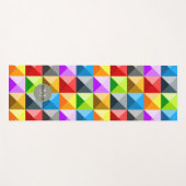 パッチワークカッコいい三角形カラフル幾何学モノグラム ヨガマット (正面(横))