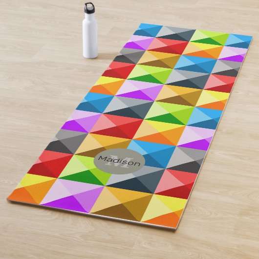 パッチワークカッコいい三角形カラフル幾何学モノグラム ヨガマット (インサイチュ)