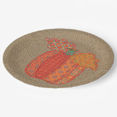 パッチワークカボチャ感謝祭紙プレート9" ペーパープレート (アングル)