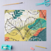 パッチワークカラフルとリーフパターン 薄葉紙 (クラフト)