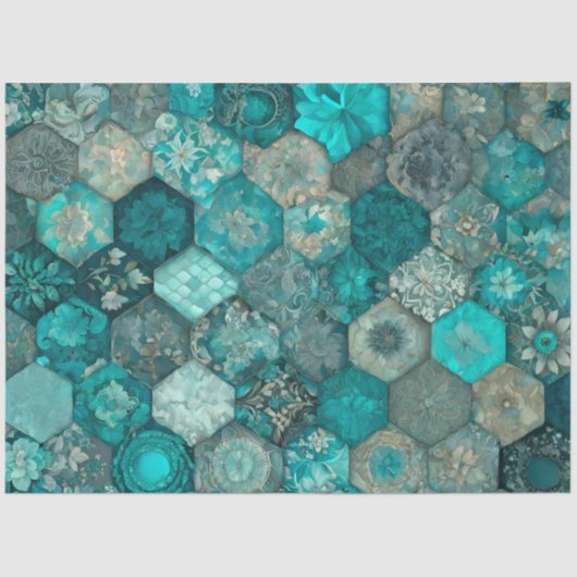 パッチワークカラフルキルトアートティッシュペーパー 薄葉紙 (正面)