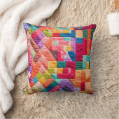 パッチワークカラフルキルト クッション (ブランケット)
