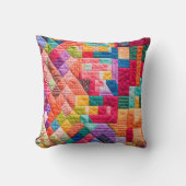 パッチワークカラフルキルト クッション (正面)
