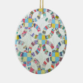 パッチワークカラフルキルト セラミックオーナメント (右)