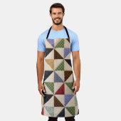 パッチワークカラフルキルト：フラワーテクスチャ。 エプロン (着用した状態)