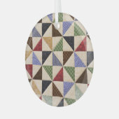 パッチワークカラフルキルト：フラワーテクスチャ。 ガラスオーナメント (正面左)