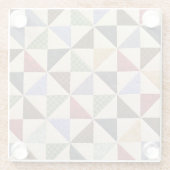 パッチワークカラフルキルト:フラワーテクスチャ。 ガラスコースター (裏面)