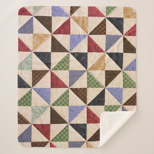 パッチワークカラフルキルト:フラワーテクスチャ。 シェルパブランケット (正面)