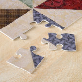 パッチワークカラフルキルト:フラワーテクスチャ。 ジグソーパズル (側面)