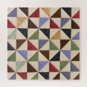 パッチワークカラフルキルト:フラワーテクスチャ。 ジグソーパズル (横)