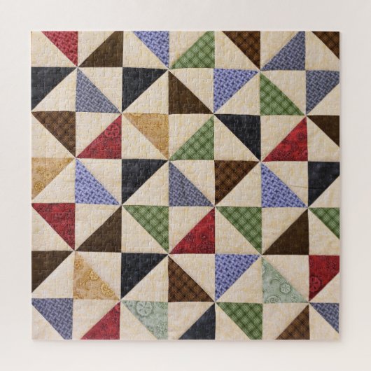 パッチワークカラフルキルト:フラワーテクスチャ。 ジグソーパズル (縦)