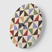 パッチワークカラフルキルト:フラワーテクスチャ。 ラージ壁時計 (傾斜)