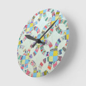 パッチワークカラフルキルト ラウンド壁時計 (傾斜)