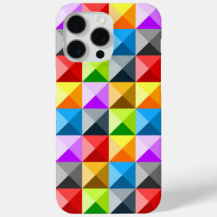 パッチワークカラフルジオメトリのレトロパターン iPhone 15 PRO MAXケース