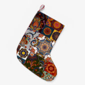 パッチワークカラフルタイル:マジョリカ陶芸スタイル スモールクリスマスストッキング (正面 (吊り時))