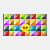 パッチワークカラフルネオン幾何模様モノグラム デスクマット (正面)