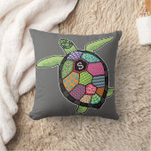 パッチワークカラフルパターンモノグラムウミガメ クッション (ブランケット)
