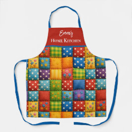 パッチワークカラフルパターン エプロン