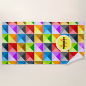 パッチワークカラフル幾何学模様モノグラム ビーチタオル (正面)