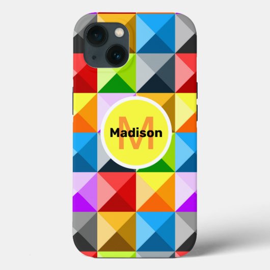 パッチワークカラフル幾何学模様モノグラム Case-Mate iPhoneケース (裏面)