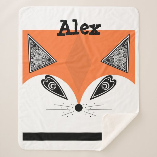 パッチワークキツネ、アップリケキツネ、キツネ、子供 シェルパブランケット (正面)