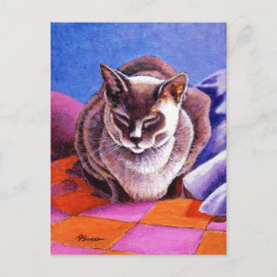 パッチワークキルトのシャム猫 ポストカード