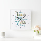 パッチワークキルトを一度に1ステッチ スクエア壁時計 (ホーム)